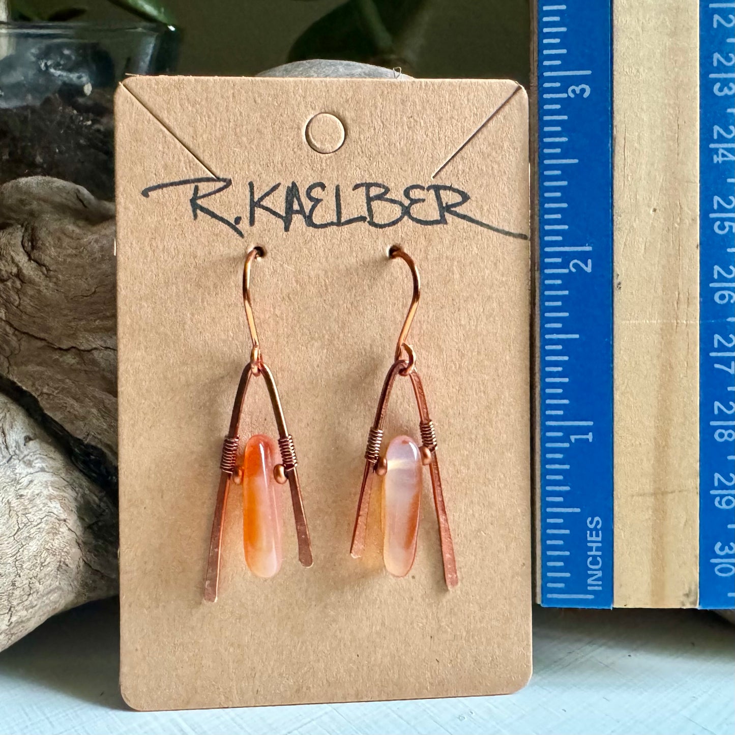 Carnelian and Copper A-Frame Earrings