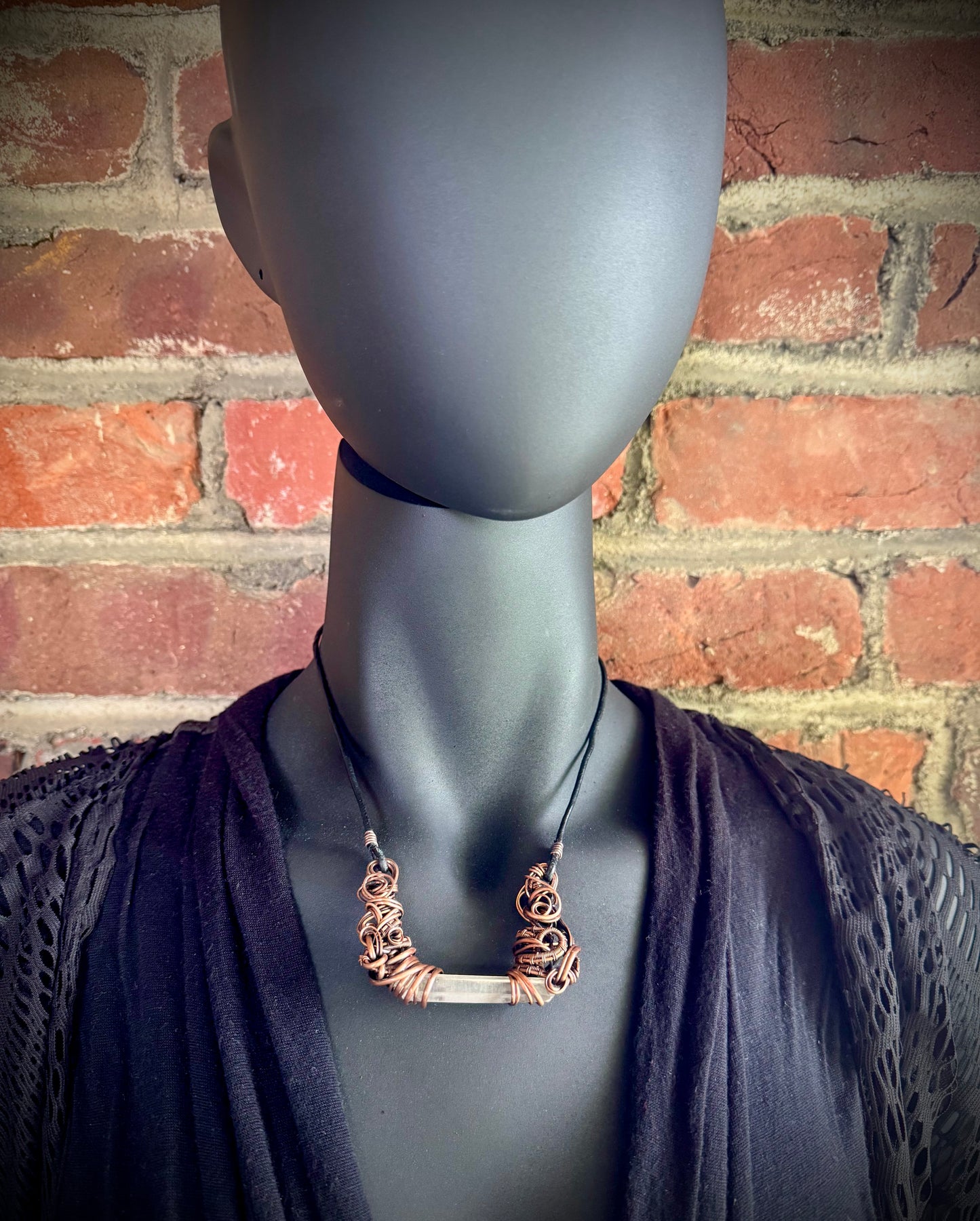 Singing Quartz Floating Necklace in Copper