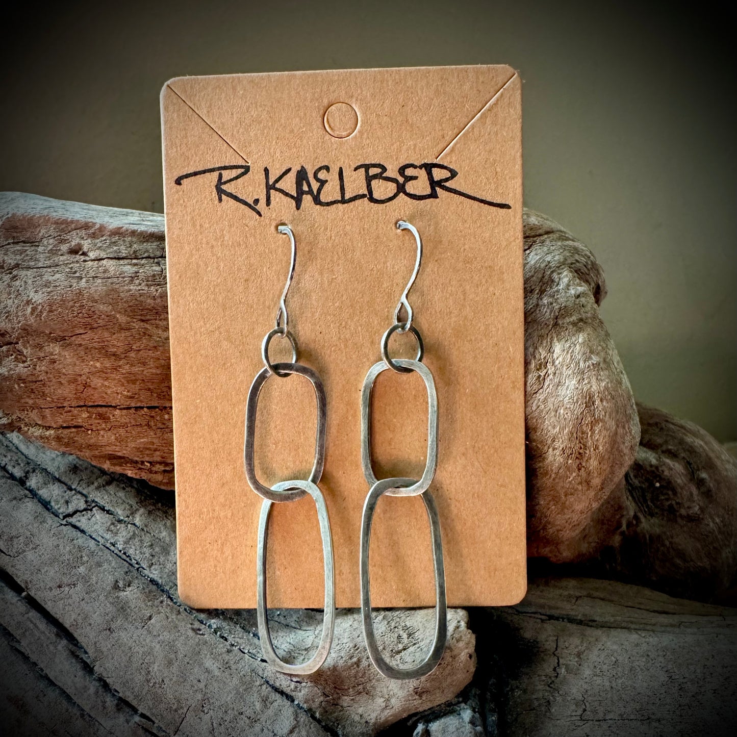 Rectangular Oval Sterling Silver Dangle Earrings - R.Kaelber Art
