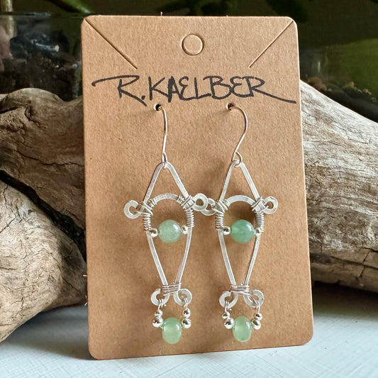 Aventurine and Sterling Silver A-Frame Earrings - R.Kaelber Art