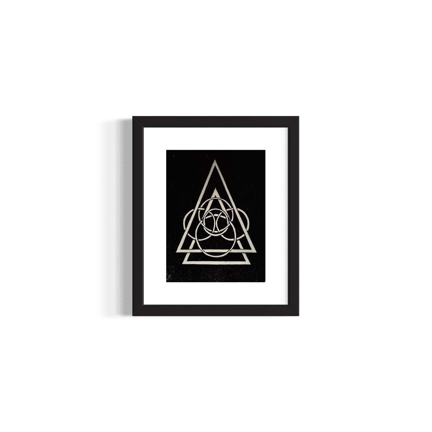 Energy Direction (Black background) 4/9 Framed - Original Linocut Print with Black Ink on Paper