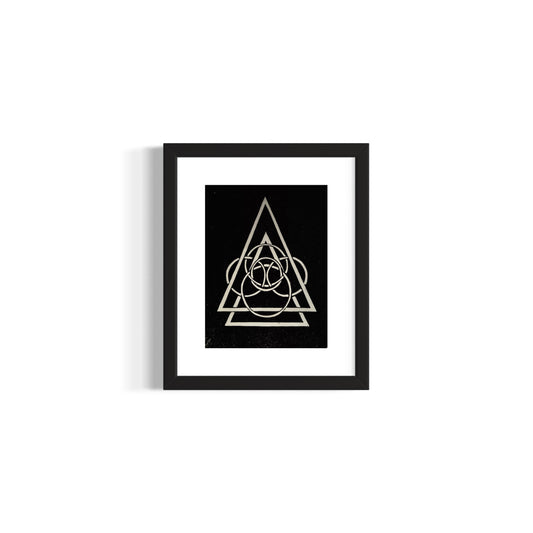 Energy Direction (Black background) 4/9 Framed - Original Linocut Print with Black Ink on Paper