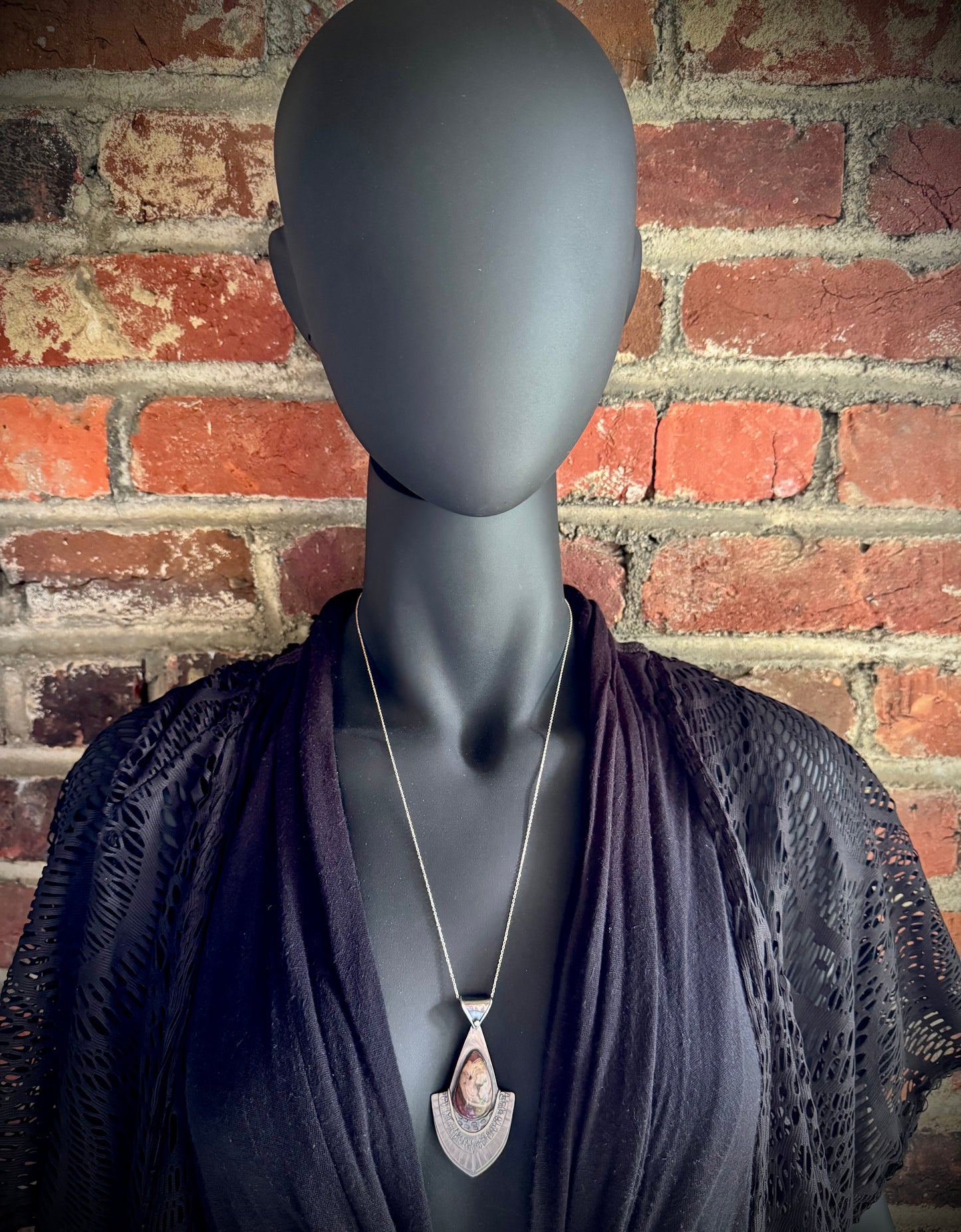 Rhodochrosite and Sterling Silver Pendant