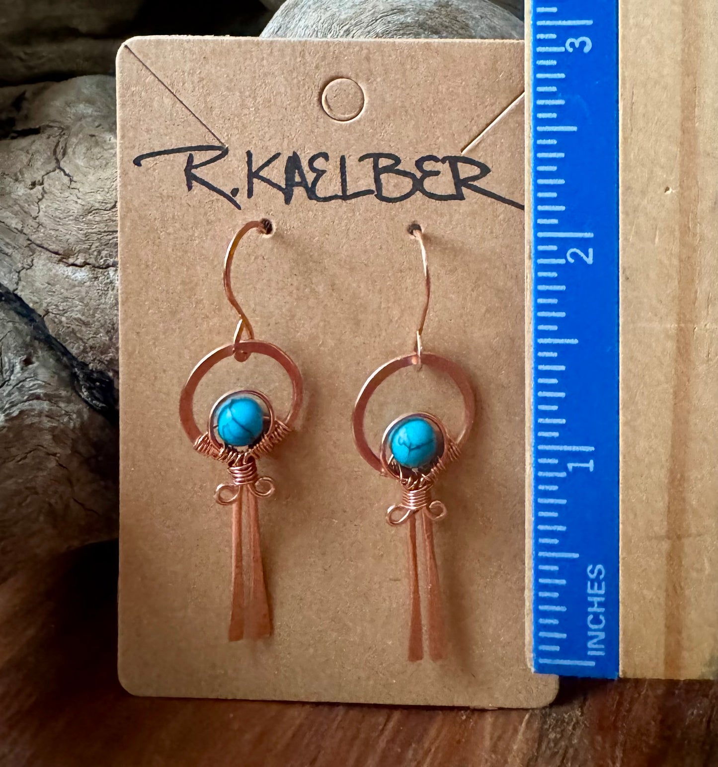 Turquoise and Copper Lollipop Dangle Earrings