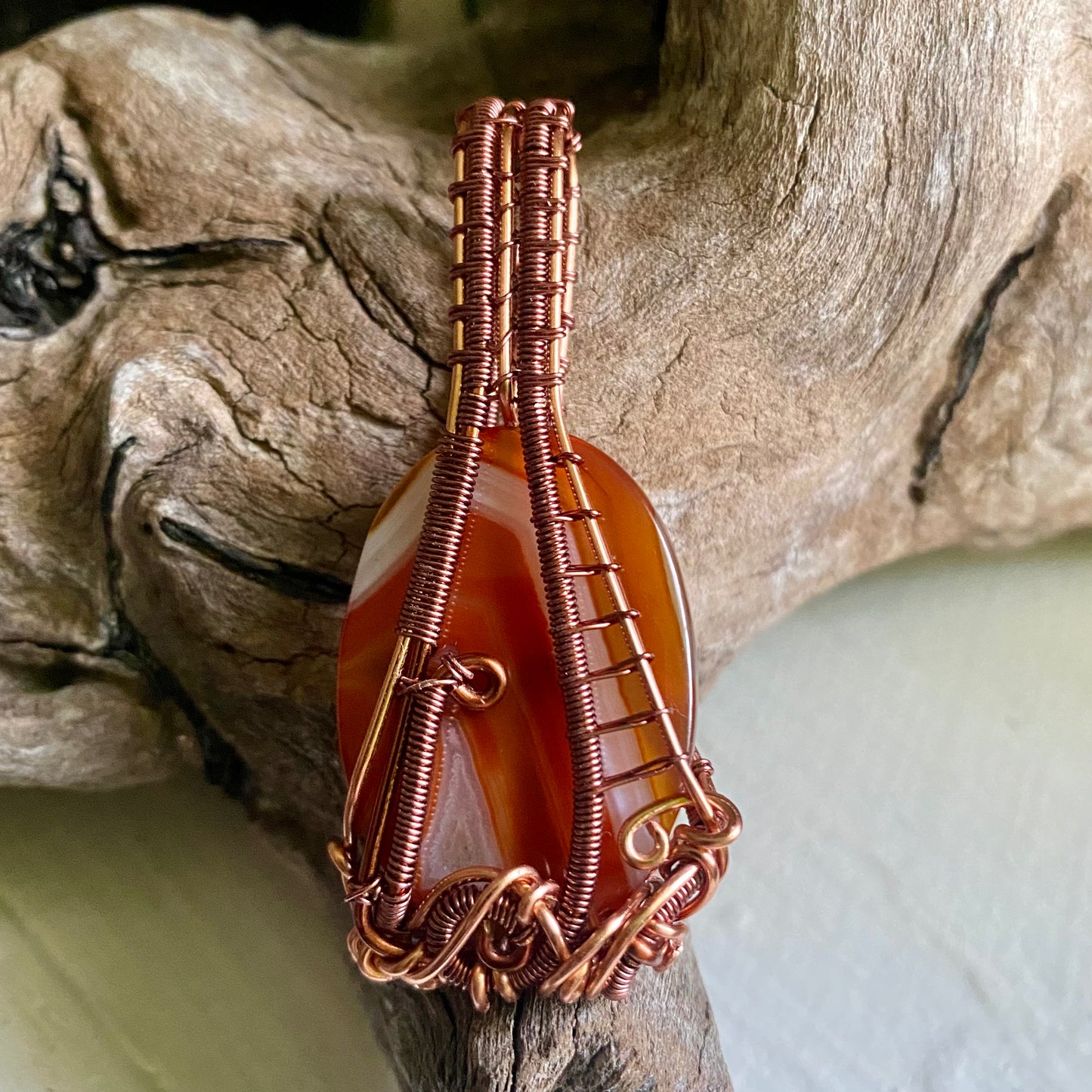 Carnelian Pendant with Copper - R.Kaelber Art