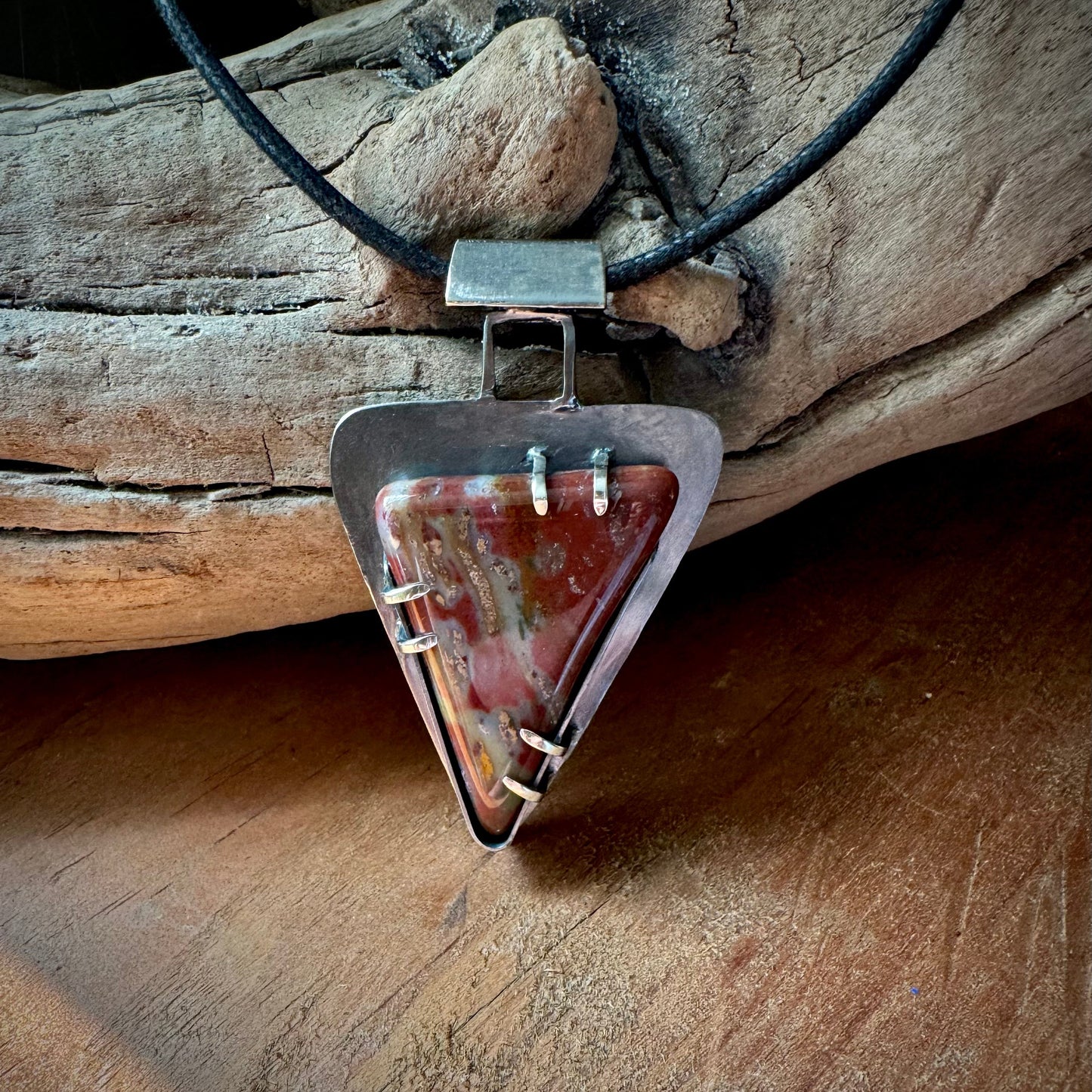 Fancy Jasper and Sterling Silver Pendant