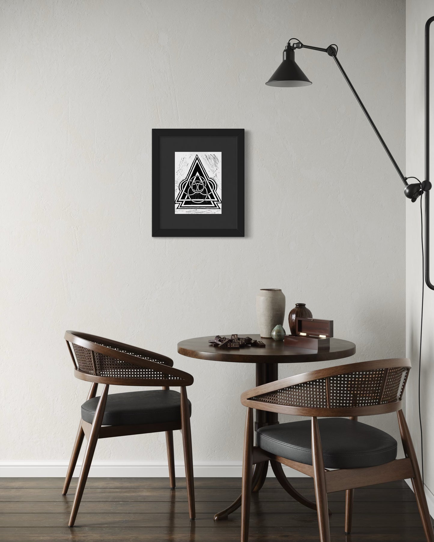 Energy Direction 11/12 Framed - Original Linocut Print with Black Ink on Paper