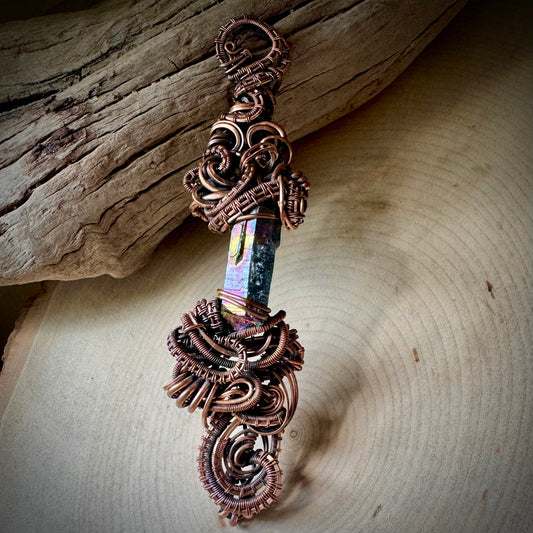 Aura Quartz Floating Pendant with Copper
