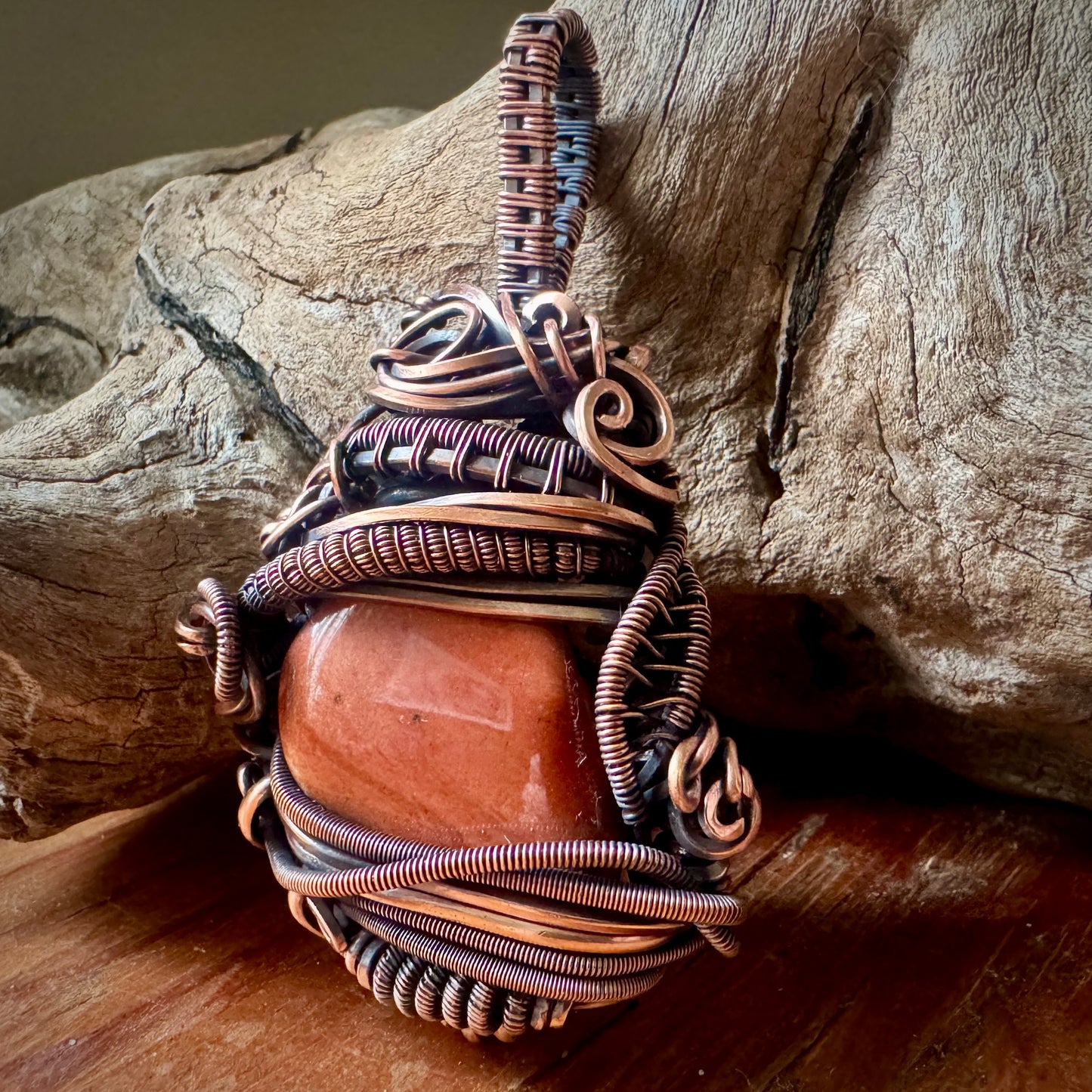 Red Jasper and Copper Pendant