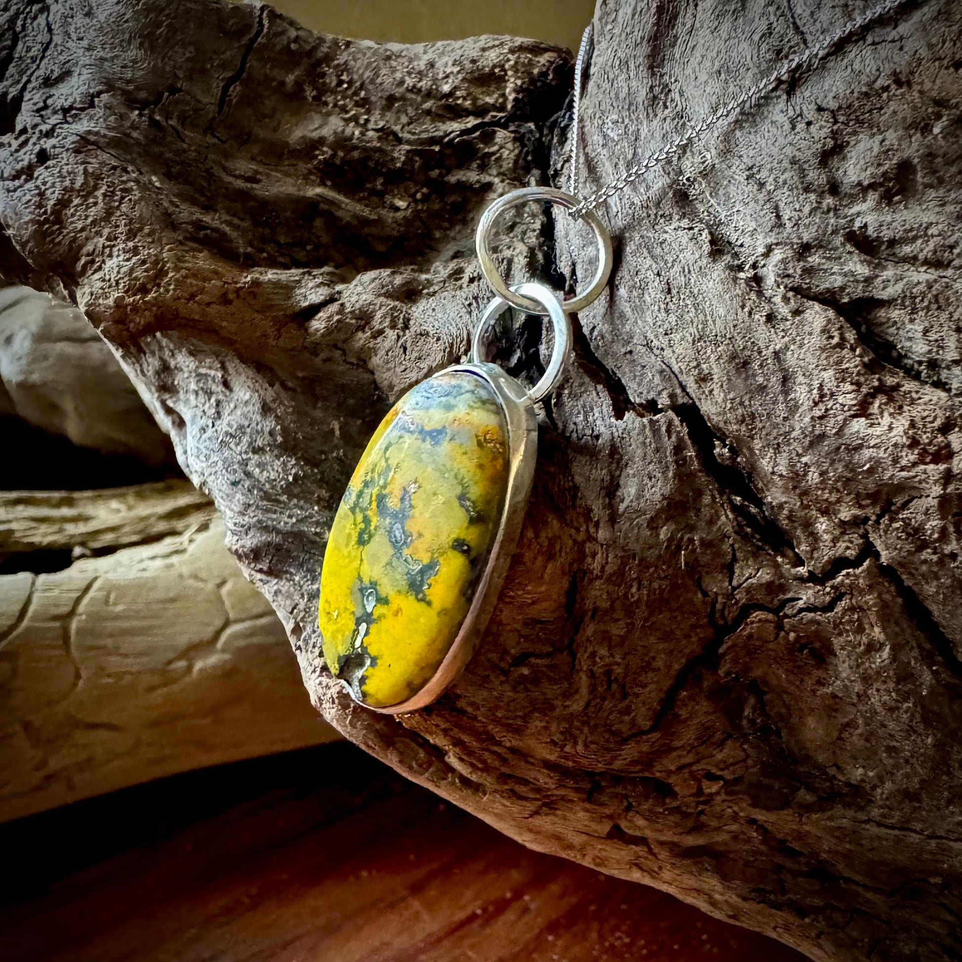 Bumblebee Jasper and Sterling Silver Pendant - R.Kaelber Art