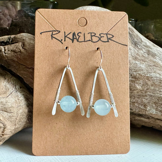 Aquamarine and Sterling Silver A-Frame Earrings - R.Kaelber Art