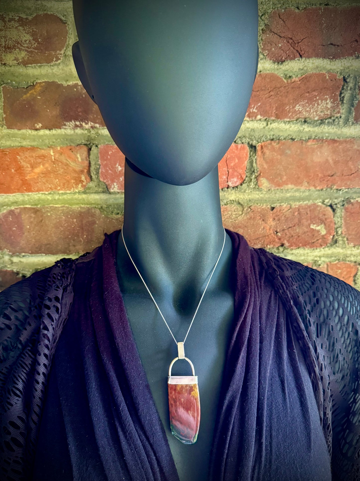 Bloodstone and Sterling Silver Pendant