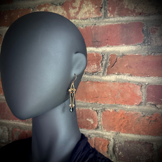 Onyx and Antique Bronze Dangle Earrings - Made to Order