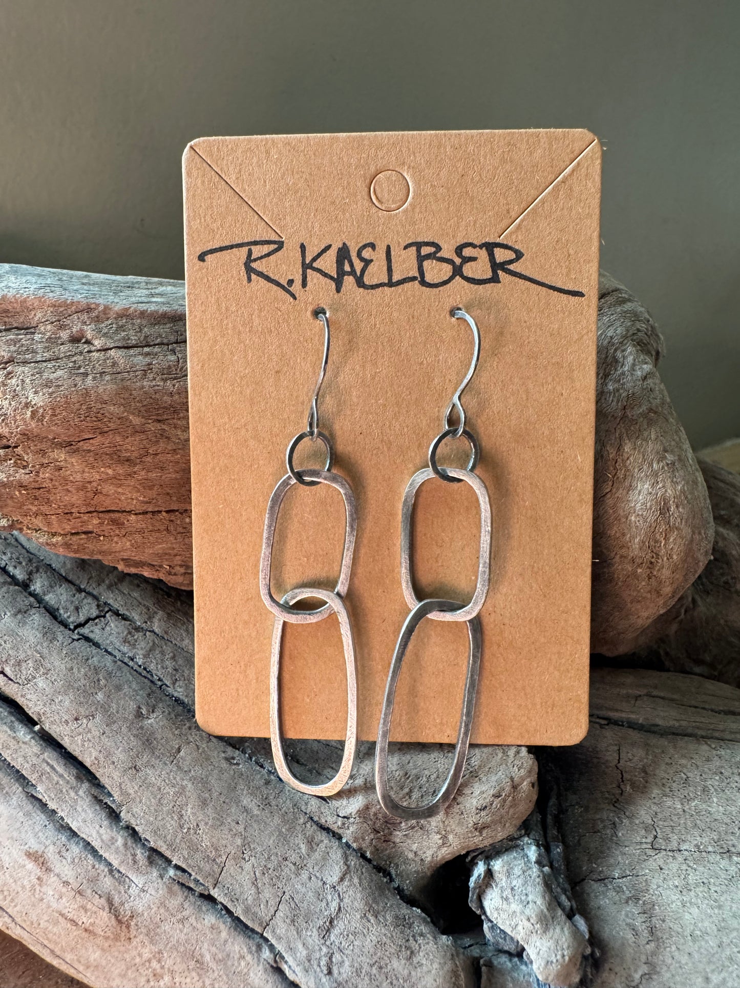 Rectangular Oval Sterling Silver Dangle Earrings - R.Kaelber Art