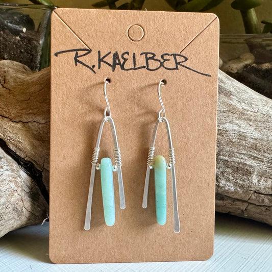 Amazonite and Sterling Silver A-Frame Earrings