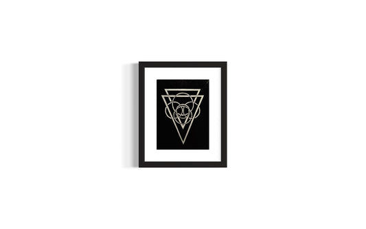 Energy Direction (Black background) 9/9 Framed - Original Linocut Print with Black Ink on Paper