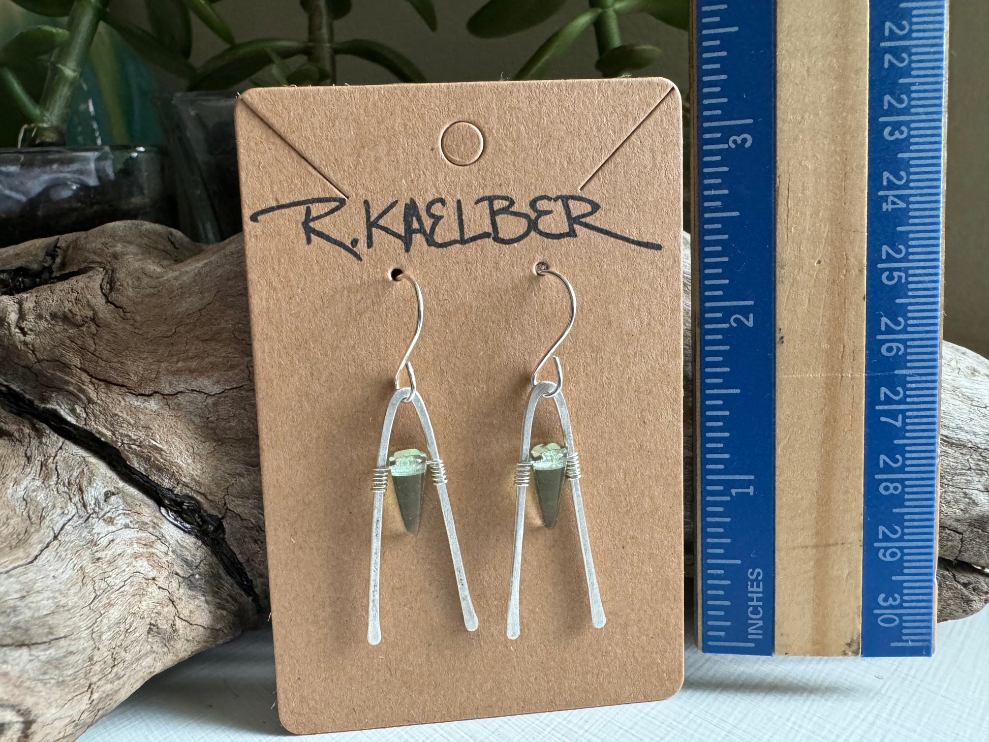 Tourmaline and Sterling Silver A-Frame earrings - R.Kaelber Art