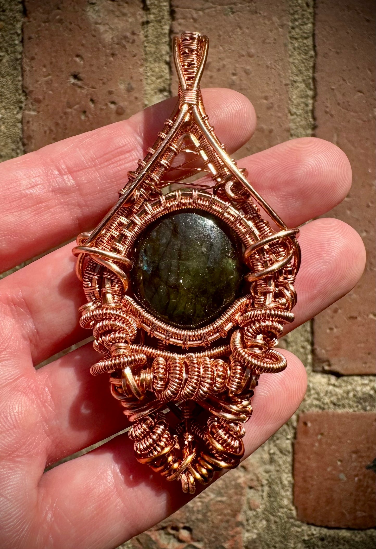 Labradorite Pendant wire wrapped with Copper