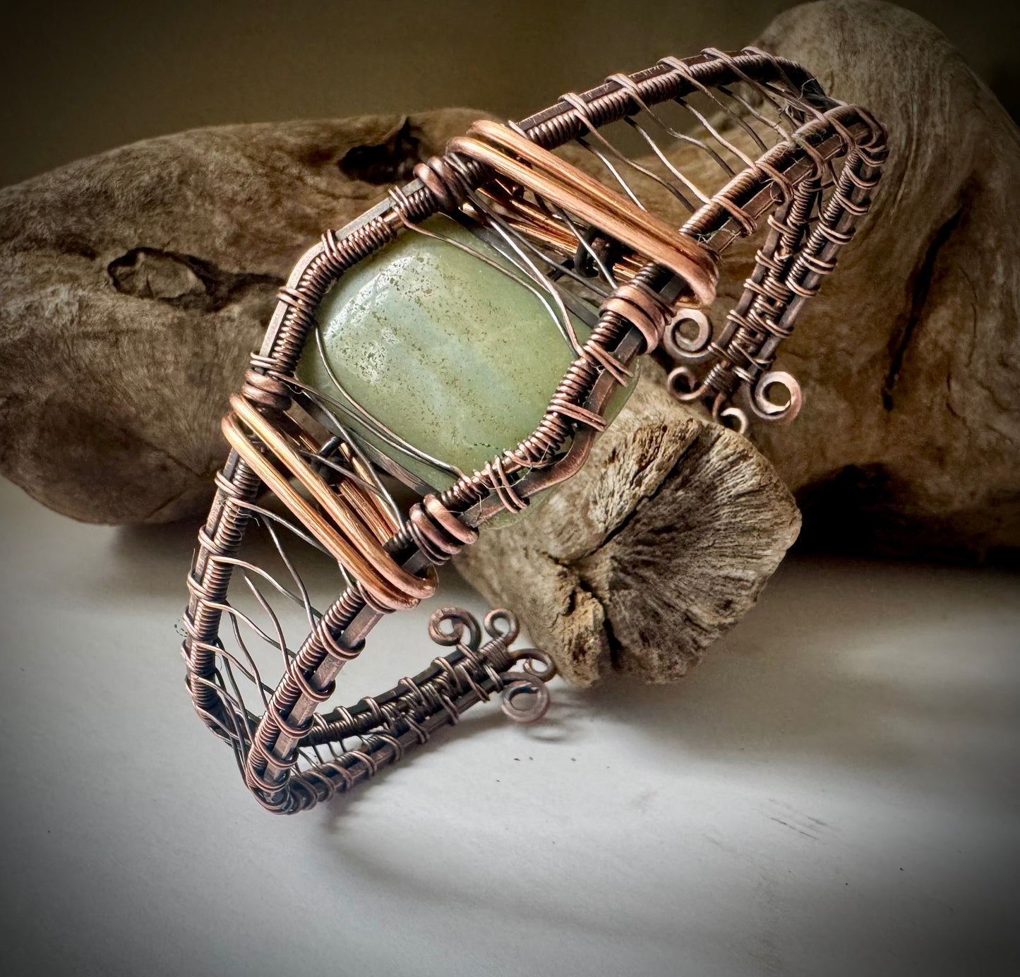 Copper and Jade cuff