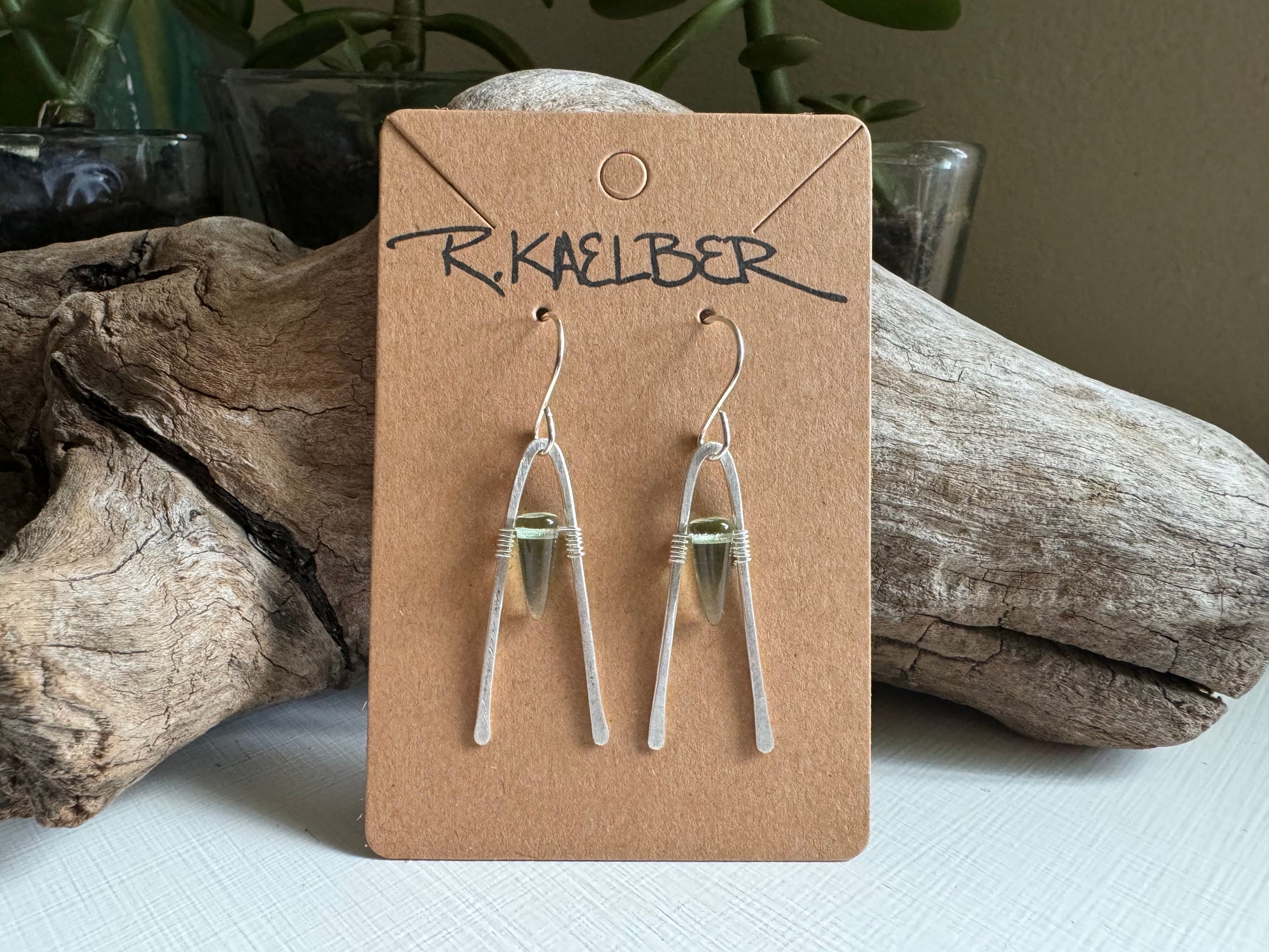 Tourmaline and Sterling Silver A-Frame earrings - R.Kaelber Art