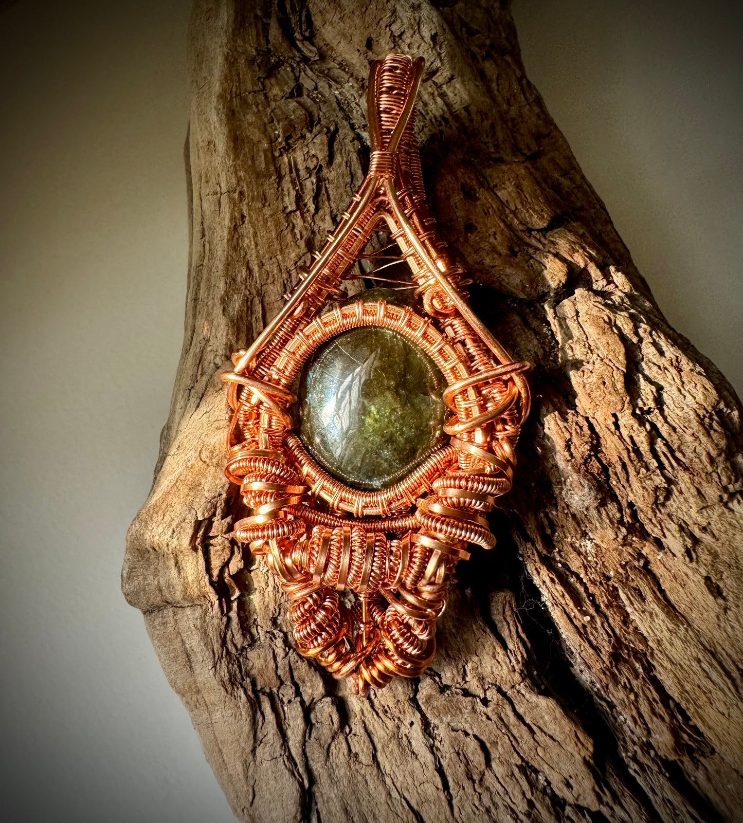 Labradorite Pendant wire wrapped with Copper