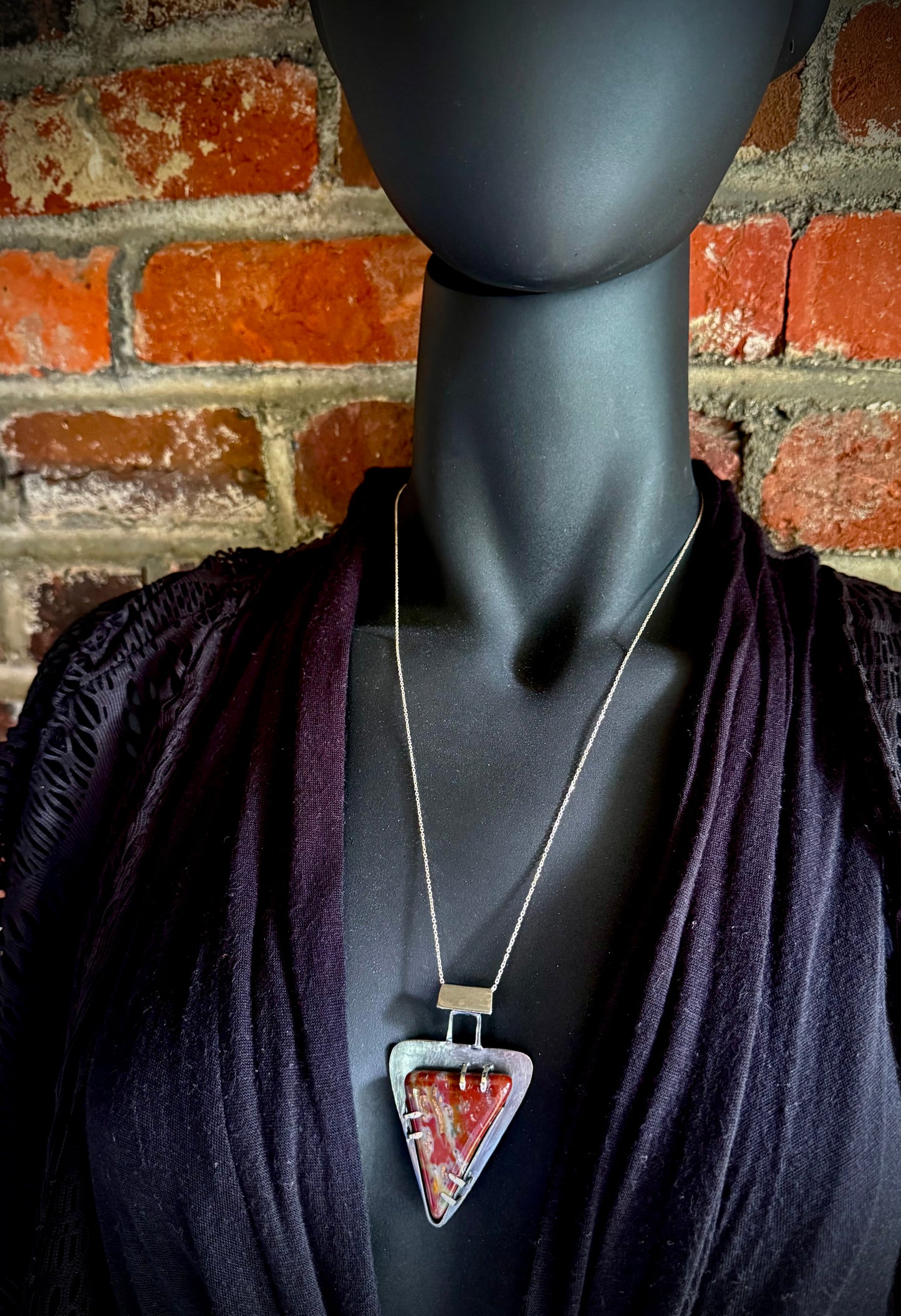 Fancy Jasper and Sterling Silver Pendant