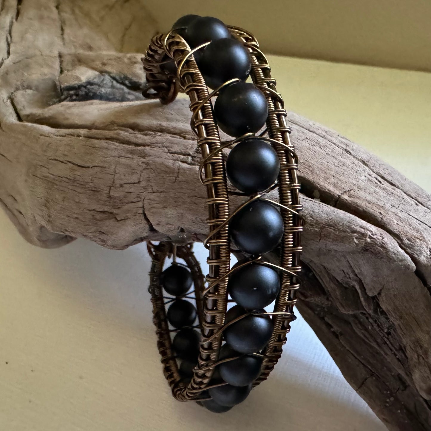 Antique Bronze and Onyx Cuff