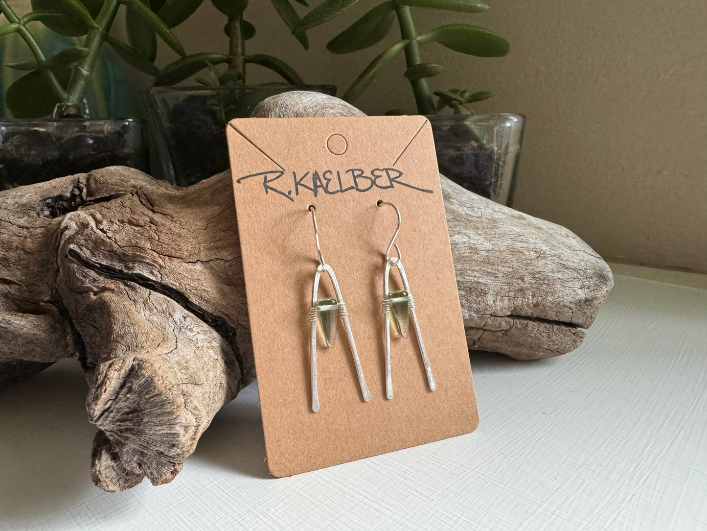 Tourmaline and Sterling Silver A-Frame earrings - R.Kaelber Art