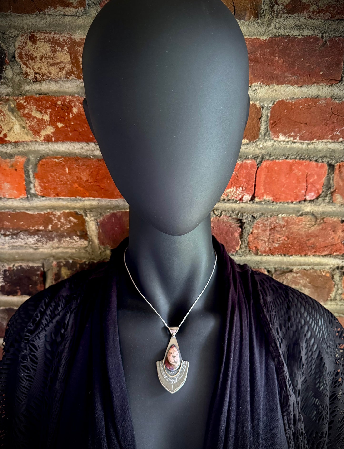 Rhodochrosite and Sterling Silver Pendant