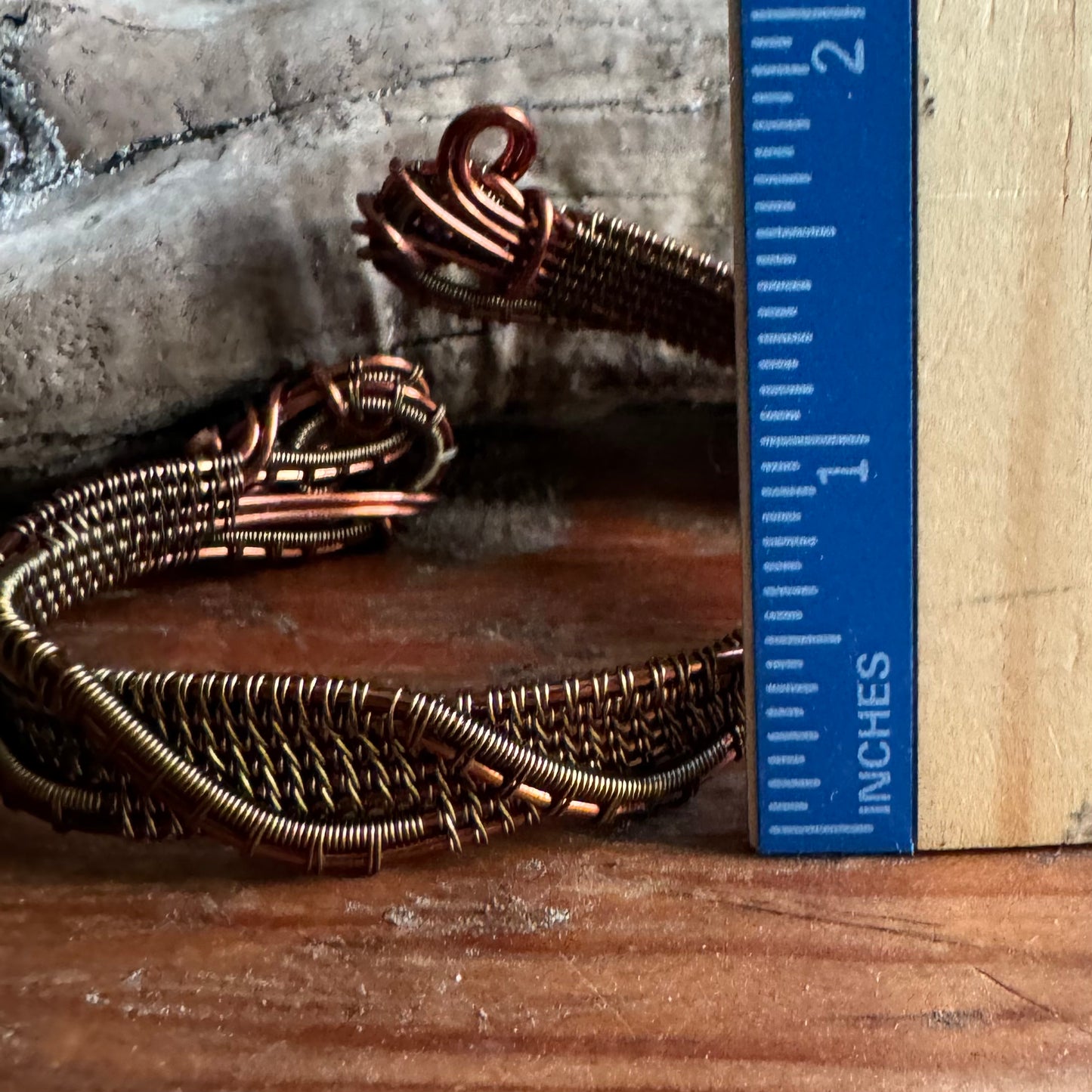 Copper and Antique Bronze Twisting Cuff - R.Kaelber Art