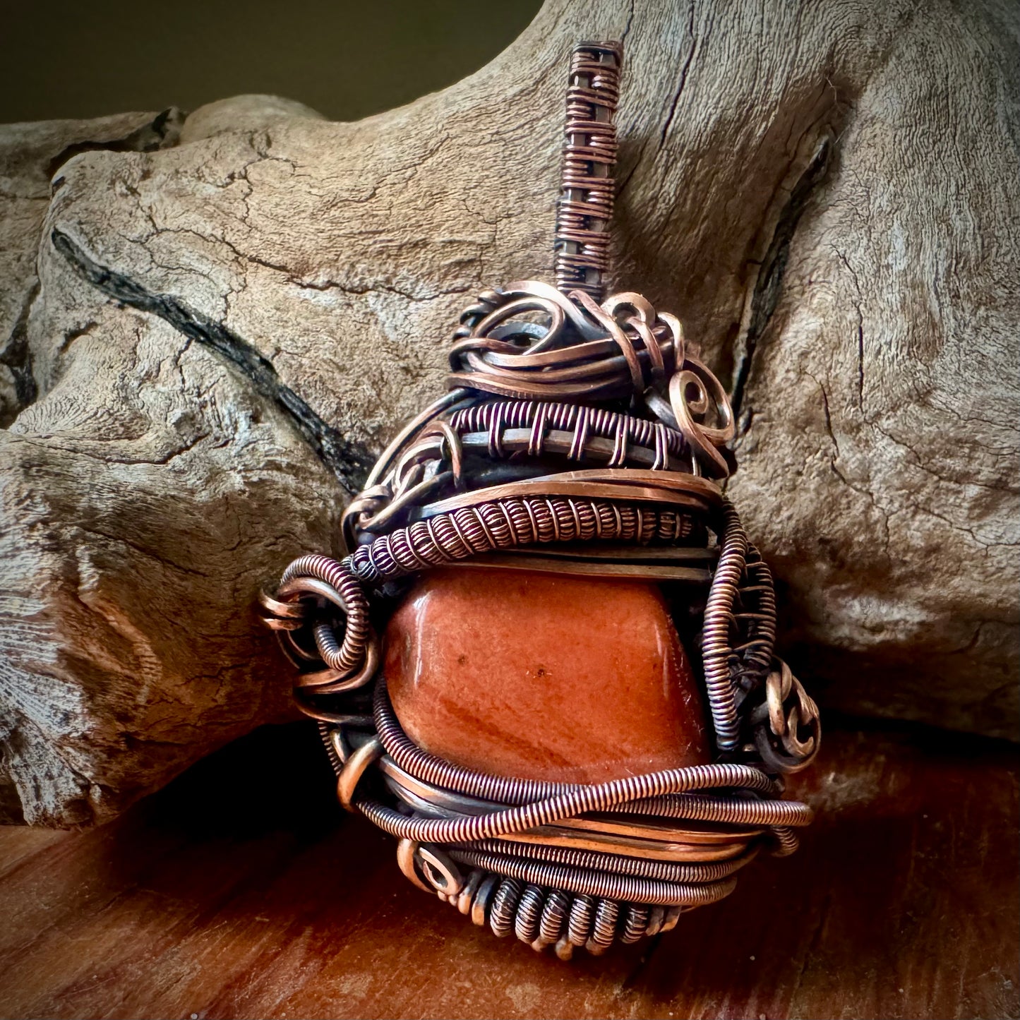 Red Jasper and Copper Pendant