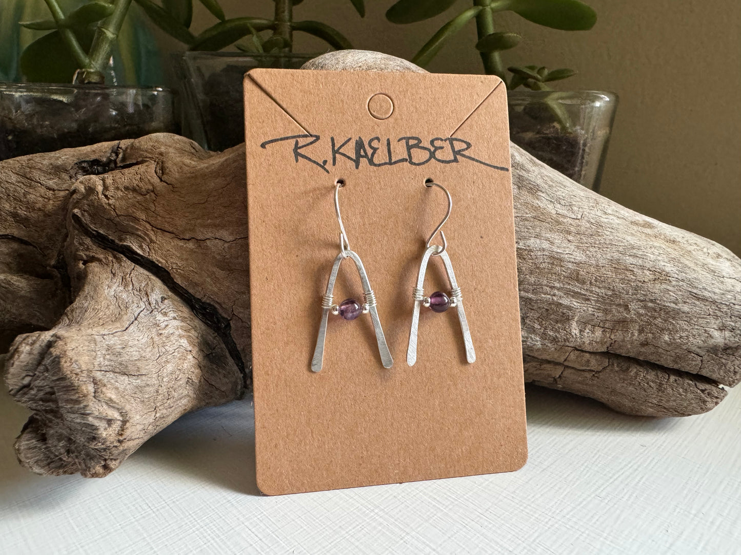 Amethyst and Sterling Silver A-Frame Earrings - R.Kaelber Art