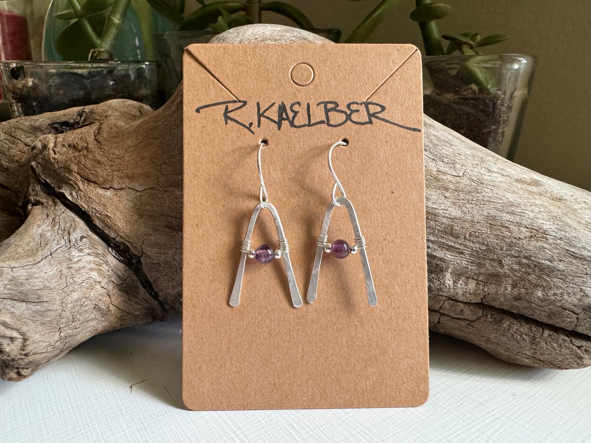 Amethyst and Sterling Silver A-Frame Earrings - R.Kaelber Art