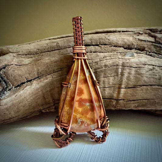 Jasper, Antique Bronze, and Copper Pendant