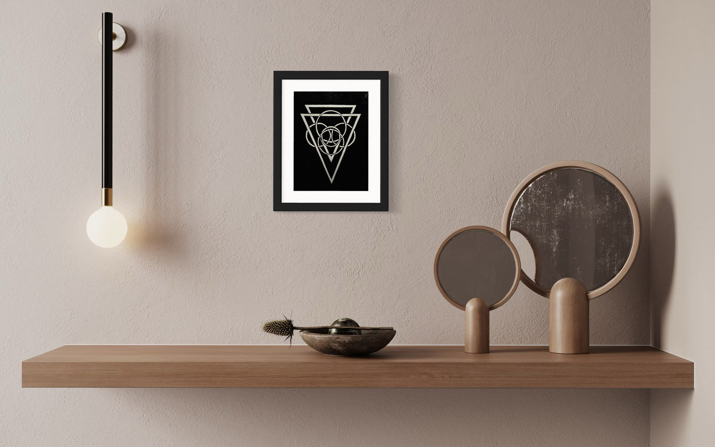 Energy Direction (Black background) Framed - Original Linocut Print with Black Ink on Paper