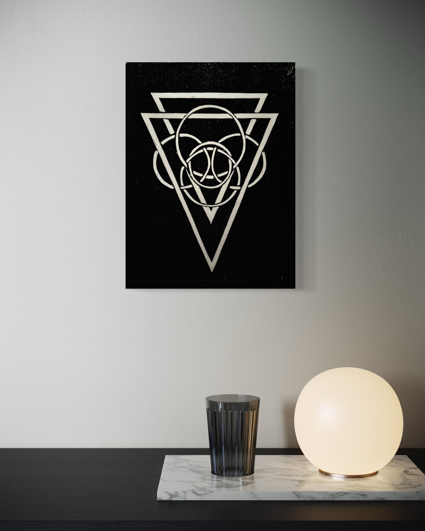 Energy Direction (Black background) Edition of 10- Original Linocut Print with Black Ink on Paper