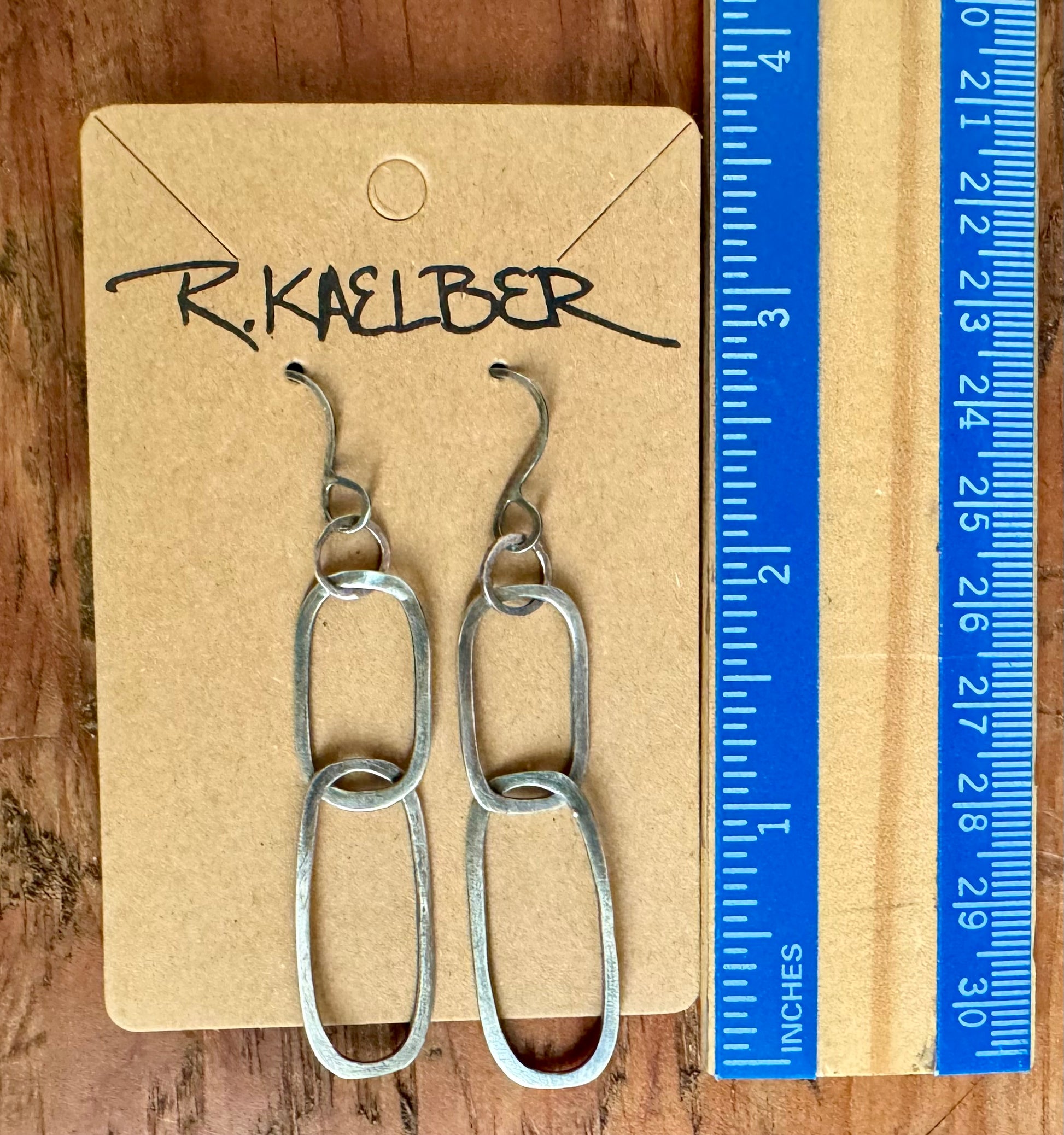 Rectangular Oval Sterling Silver Dangle Earrings - R.Kaelber Art