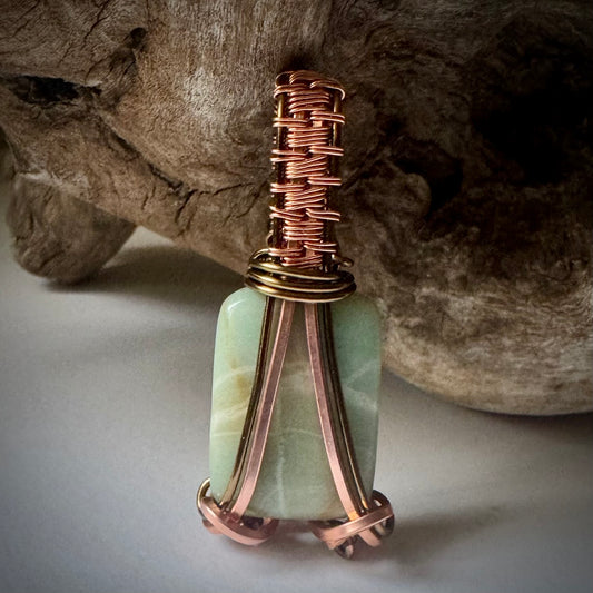 Jade, Copper, and Antique Bronze Pendant