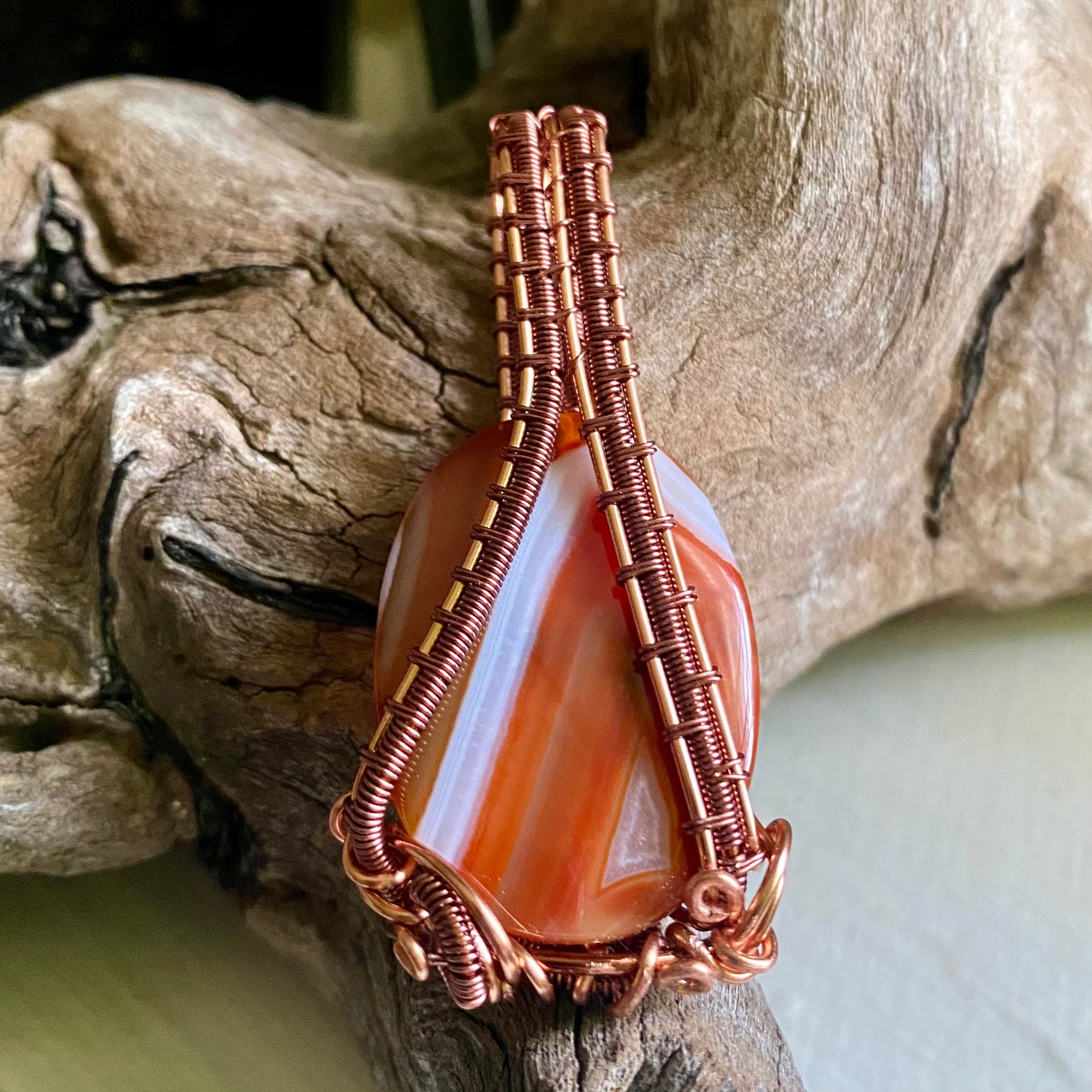 Carnelian Pendant with Copper - R.Kaelber Art