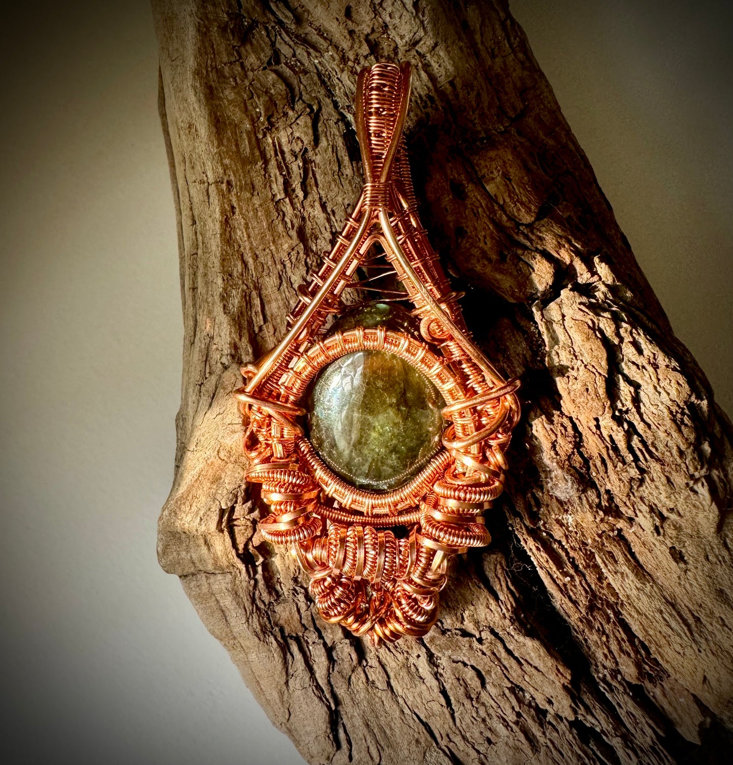 Labradorite Pendant wire wrapped with Copper