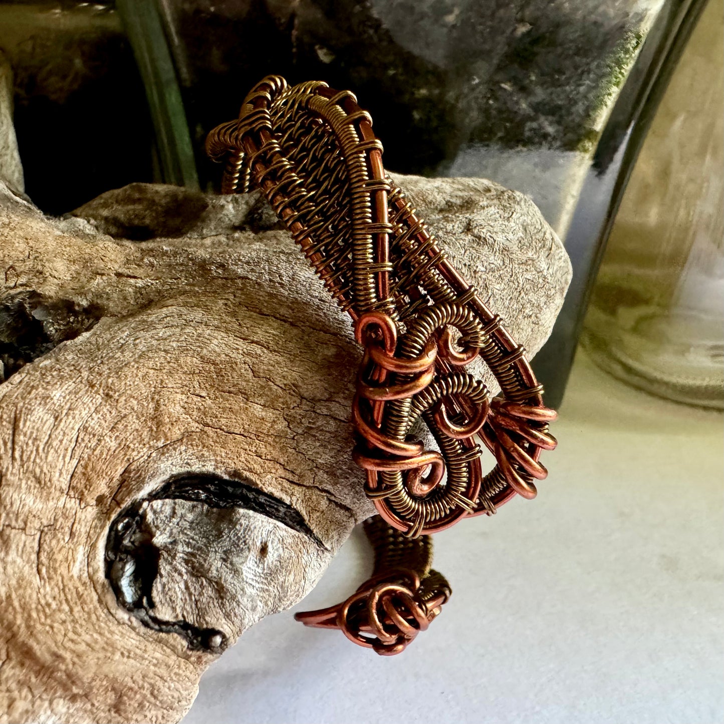 Copper and Antique Bronze Twisting Cuff - R.Kaelber Art