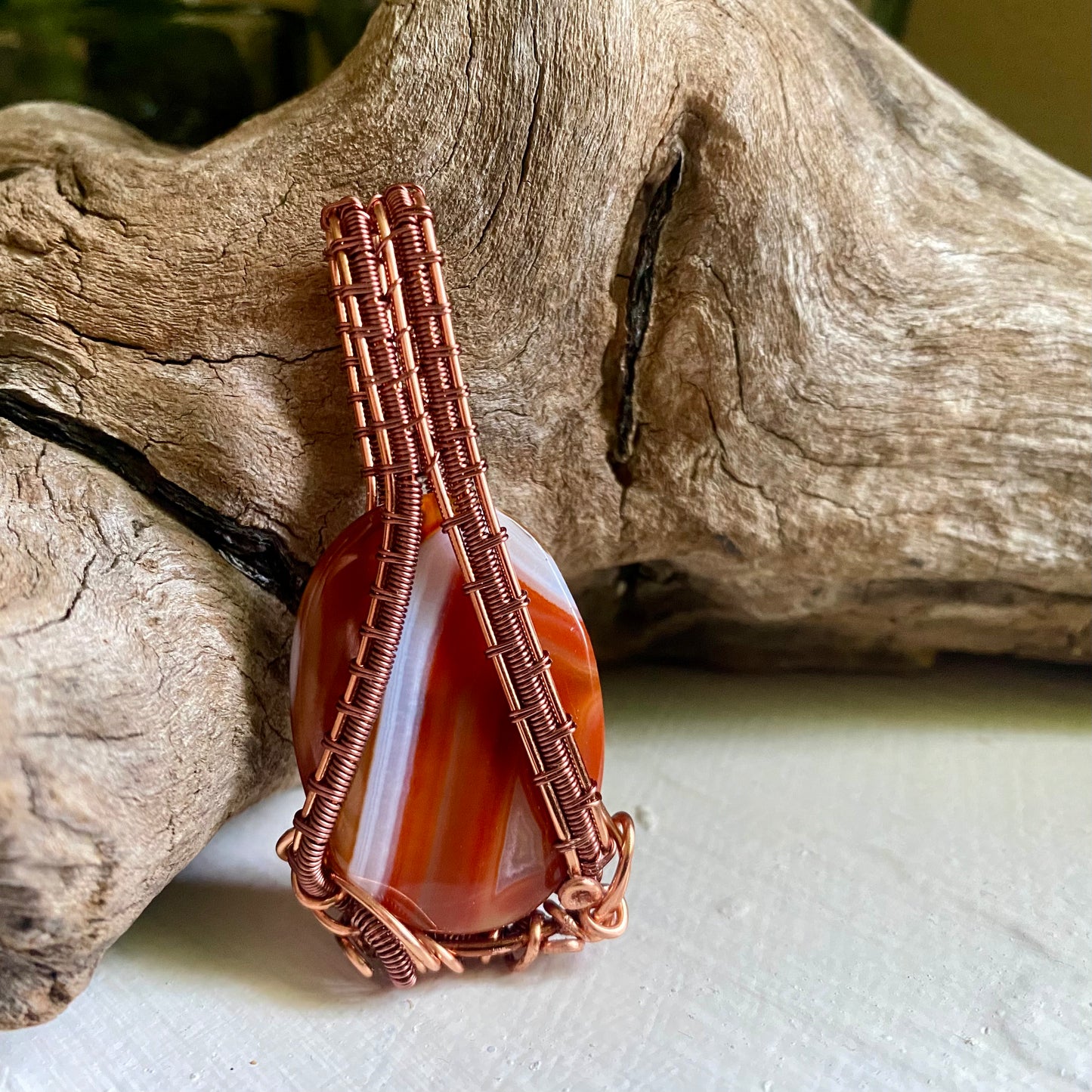 Carnelian Pendant with Copper - R.Kaelber Art