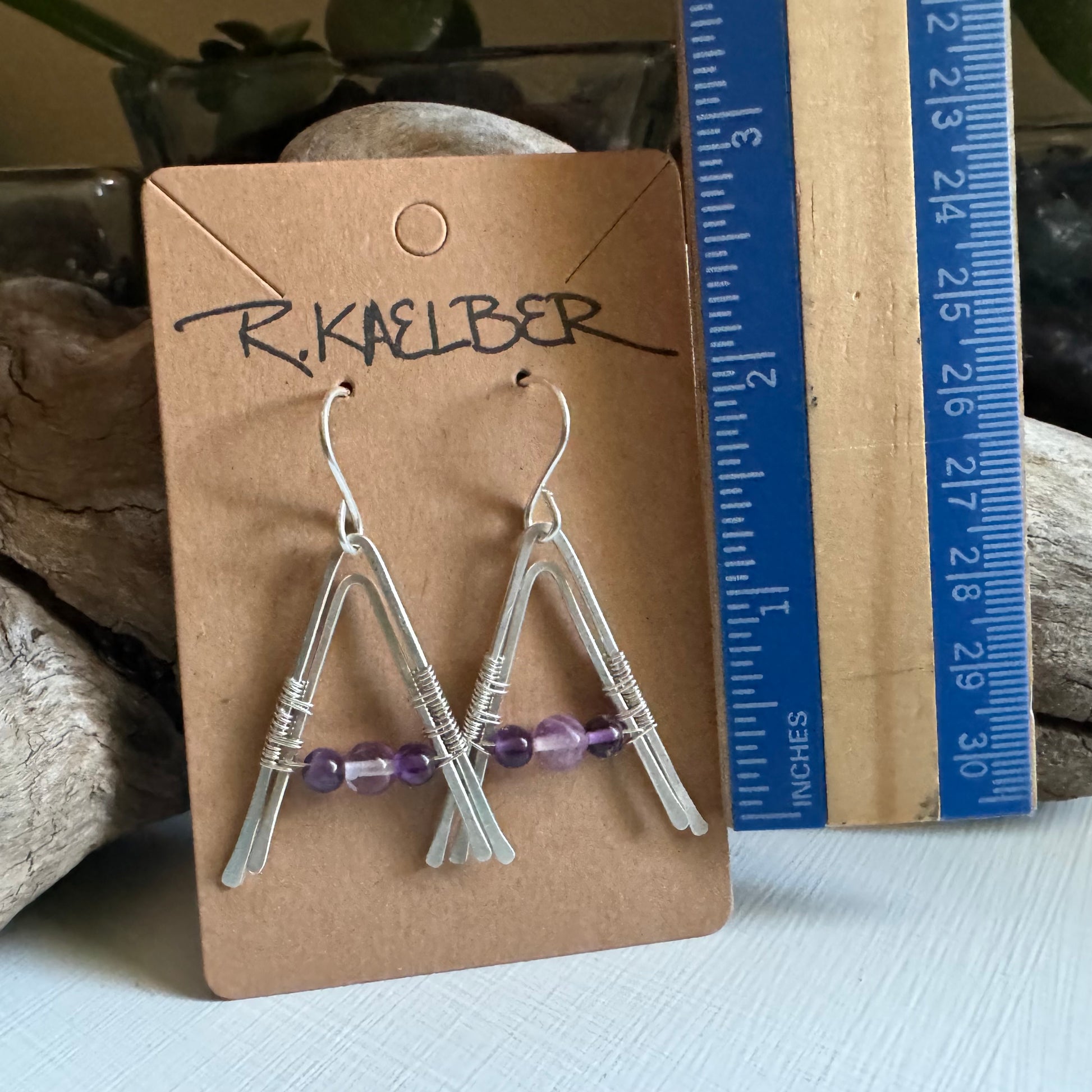 Amethyst and Sterling Silver Double A-Frame Earrings - R.Kaelber Art