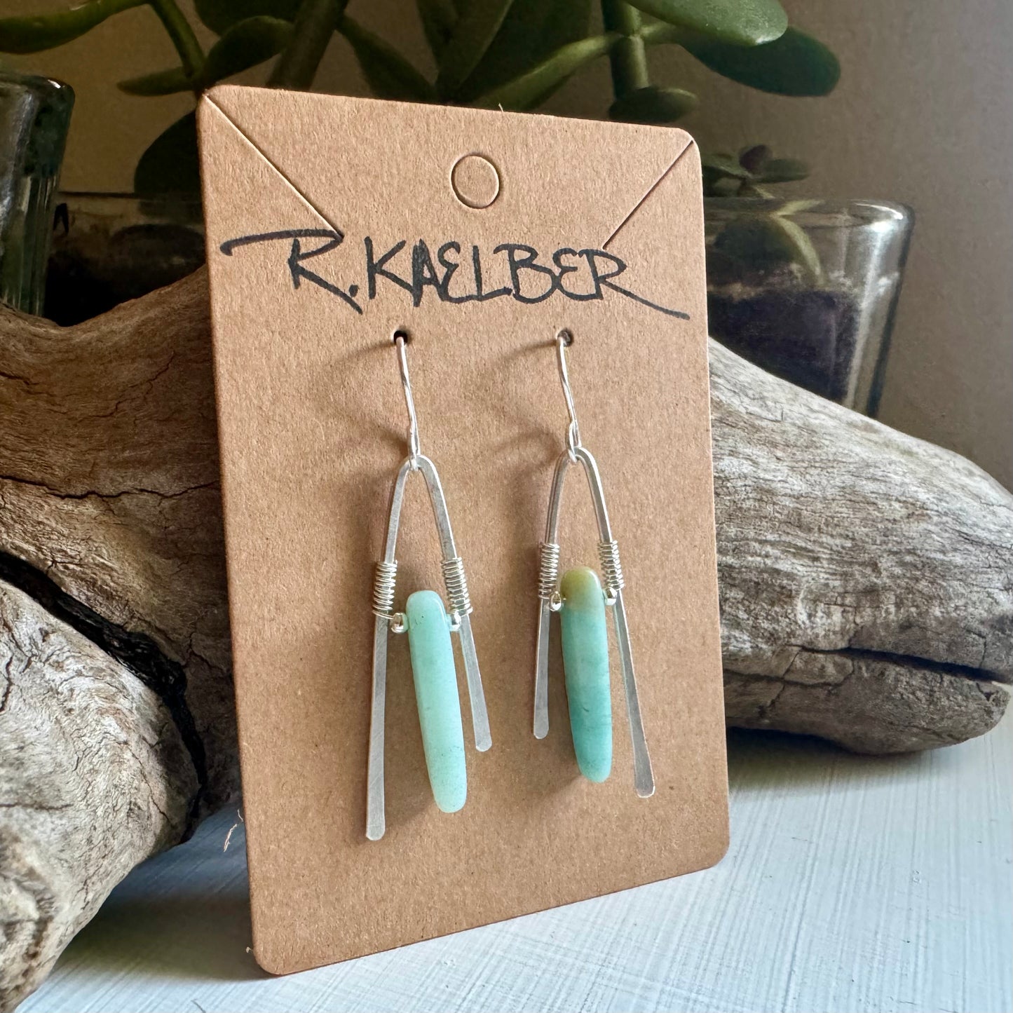 Amazonite and Sterling Silver A-Frame Earrings