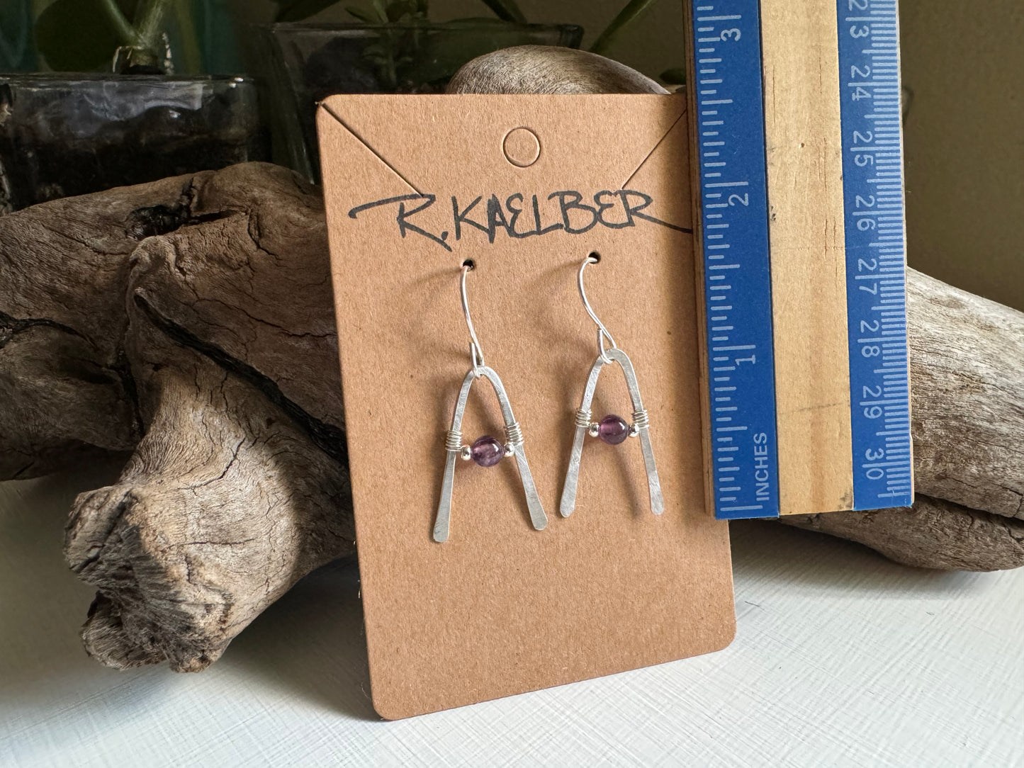 Amethyst and Sterling Silver A-Frame Earrings - R.Kaelber Art