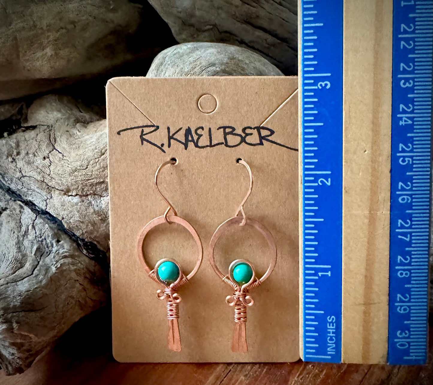 Turquoise and Copper Lollipop Dangle Earrings