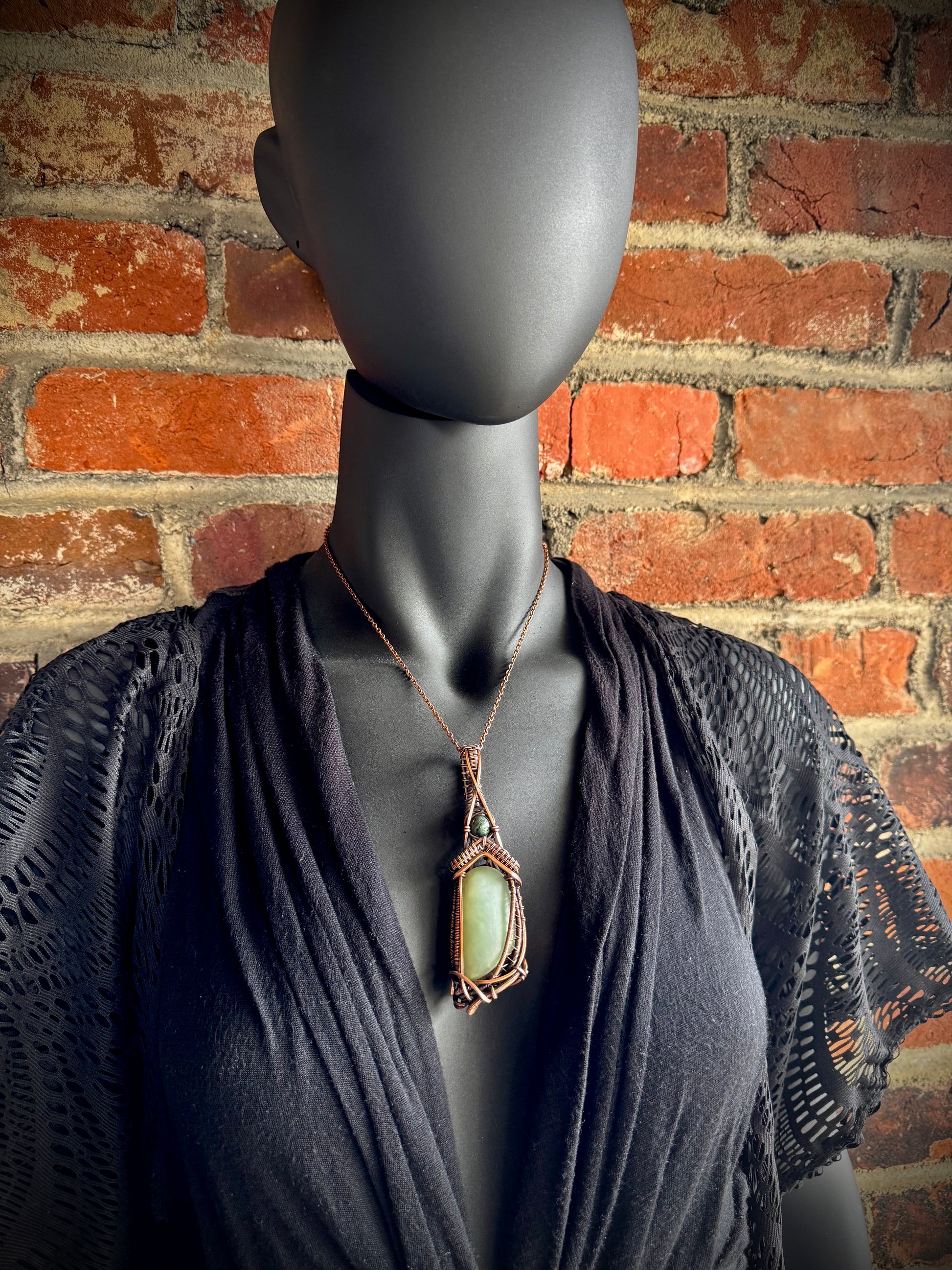 Jade and Kambaba Jasper Pendant - R.Kaelber Art