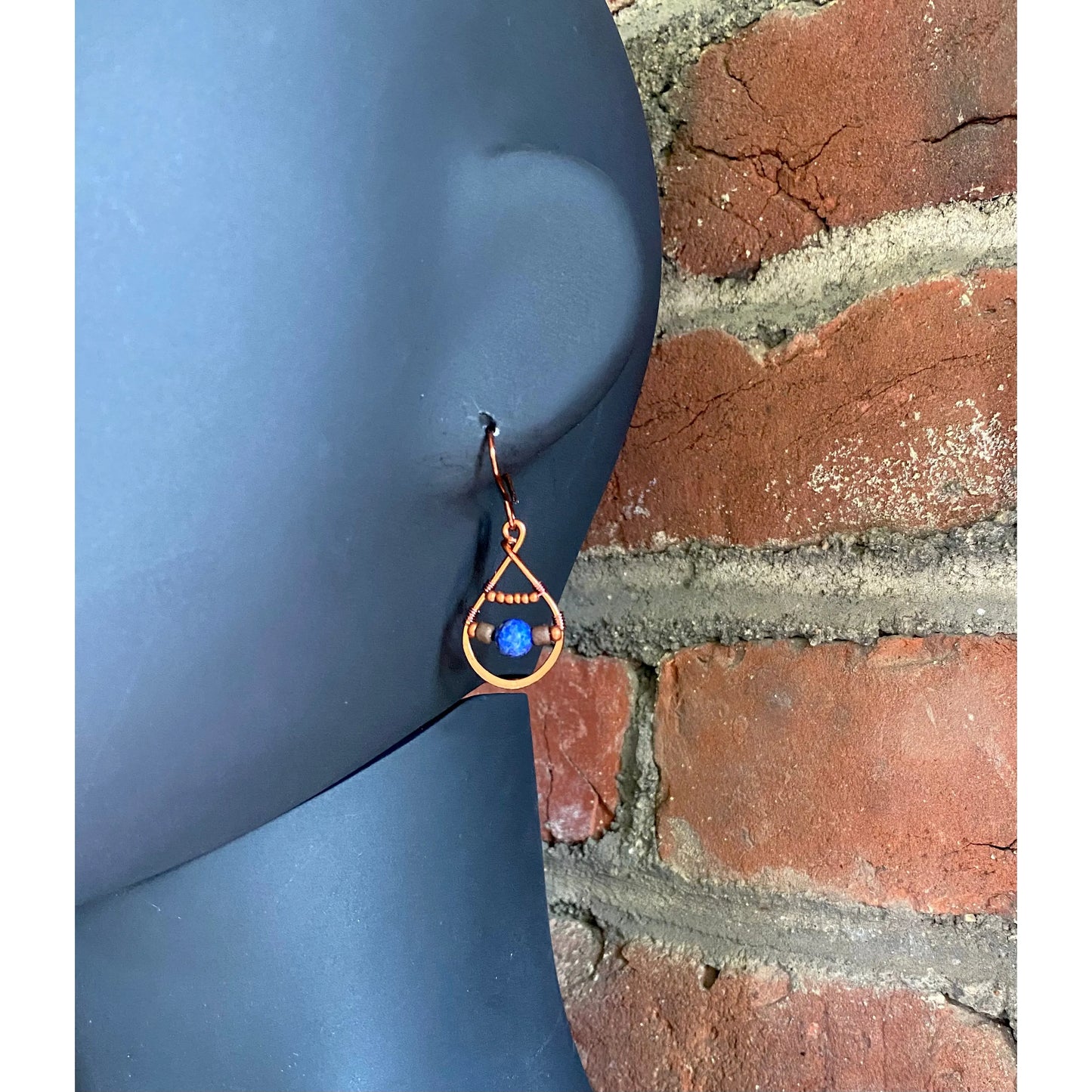 Lapis Lazuli Copper Teardrop Earrings - R.Kaelber Art