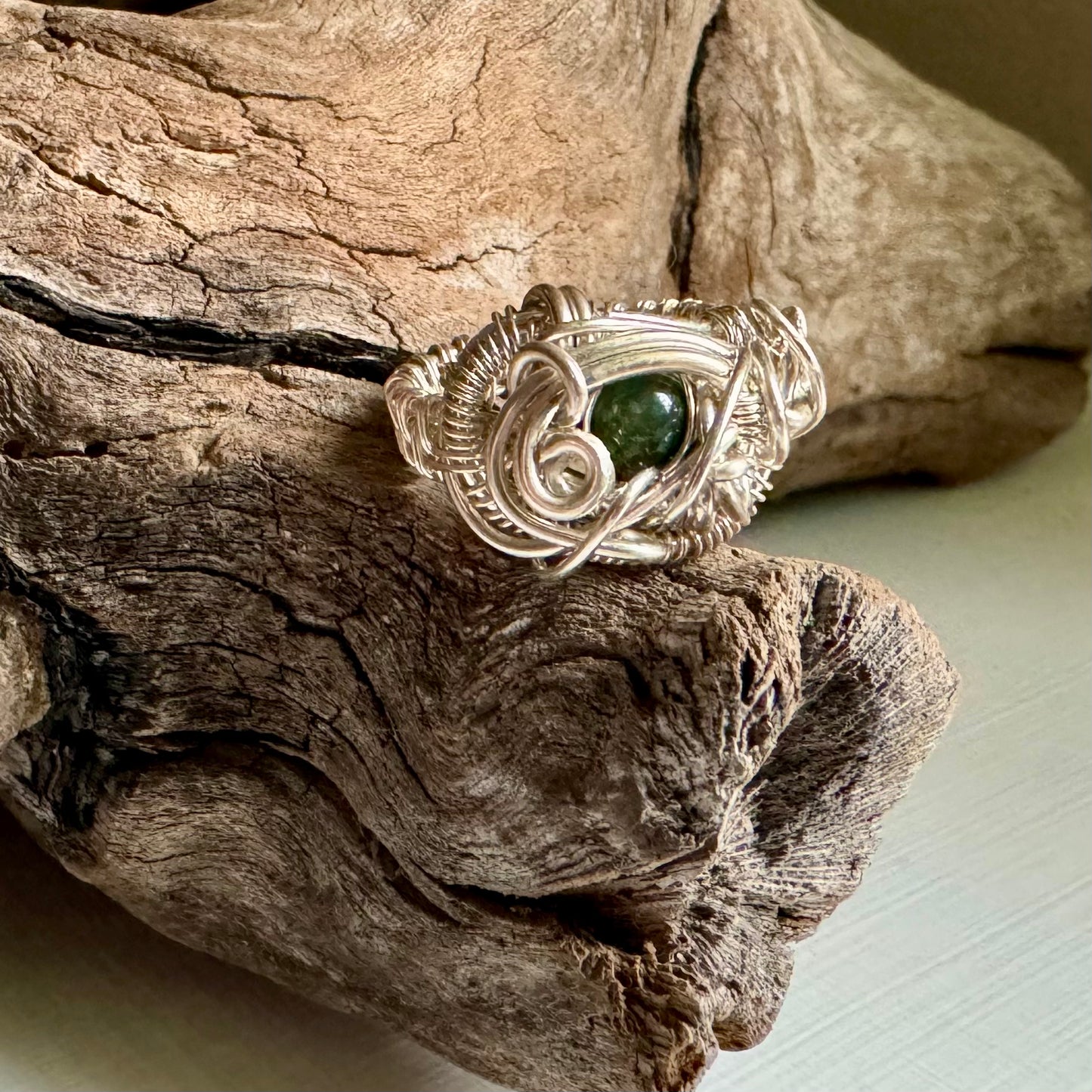 Moss Agate Sterling Silver Ring Size 6 - R.Kaelber Art