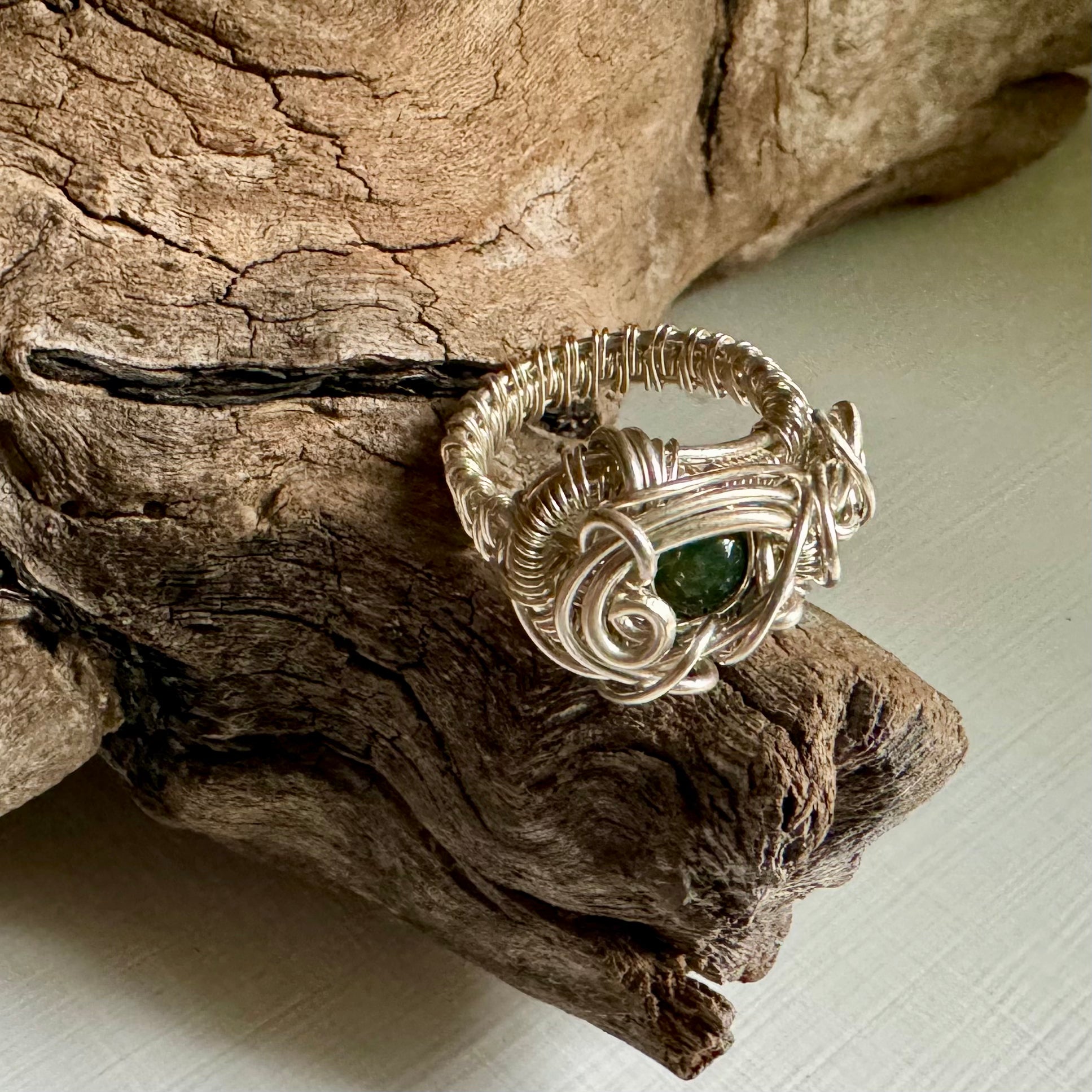 Moss Agate Sterling Silver Ring Size 6 - R.Kaelber Art